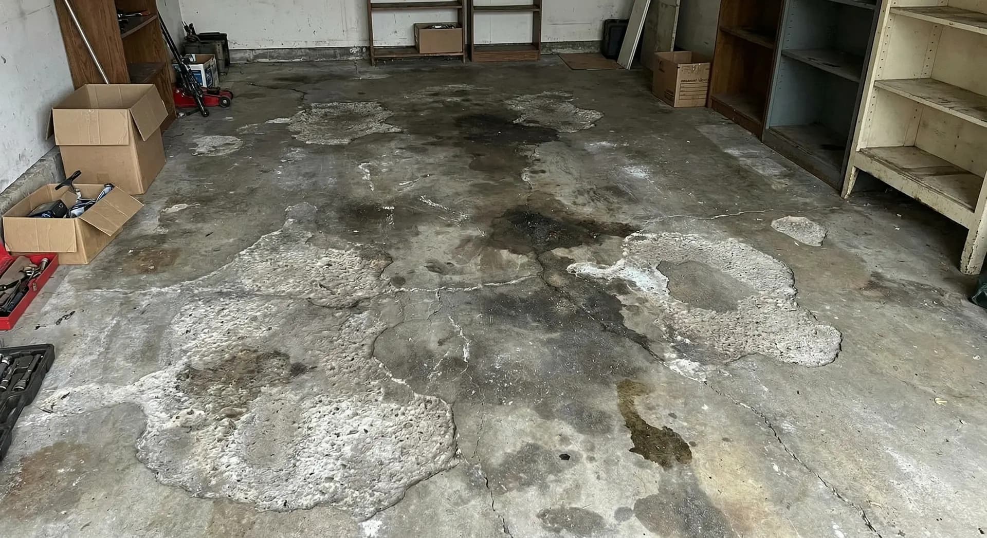 Raw concrete slab before epoxy application
